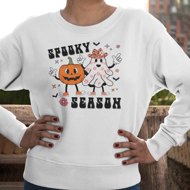 Spooky Season Retro Groovy Halloween Design Design T Shirt (Retro Spooky Halloween Sweatshirt for her, Hippie Halloween Design T-shirt
)