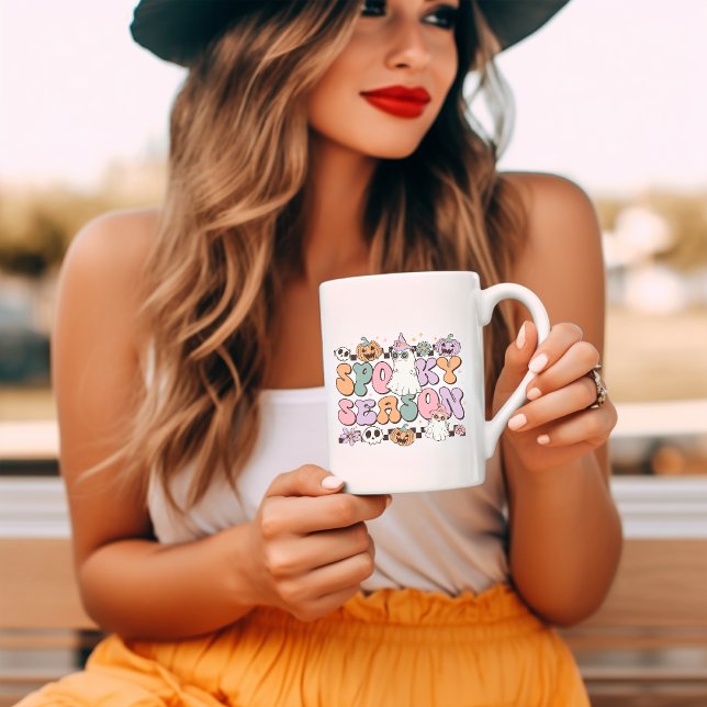 Spooky Season Retro Groovy Halloween Kaffemugg (Skapare uppladdad)