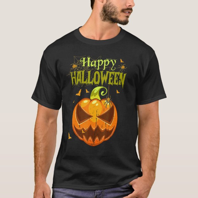 Spooky Season Retro Pumpkin Happy Halloween 1 T Shirt (Framsida)