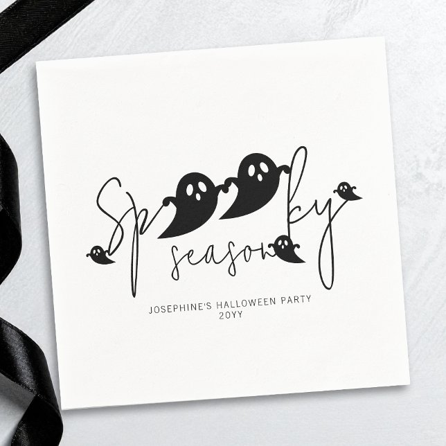 Spooky Season Simple Black Spöken Modern Halloween Pappersservett (Skapare uppladdad)