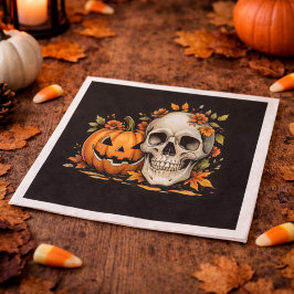 Spooky Season Skull and Pumpkin Halloween Party Pappersservett