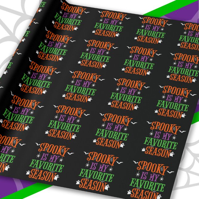 Spooky Season Spöken Fladdermus Spiders Happy hall Presentpapper (Skapare uppladdad)