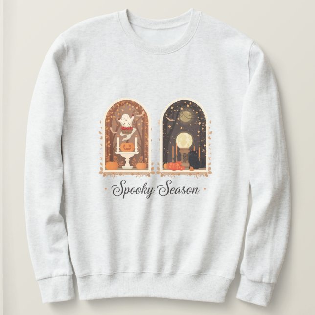 Spooky Season Sweatshirt | Cute Ghost & Pumpkin  T Shirt (Design framsida)