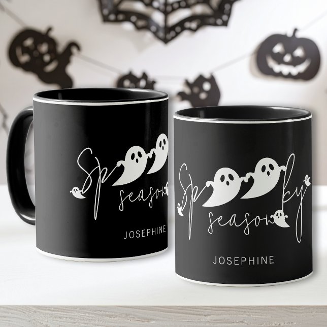 Spooky Season Text och Spöken med Namn Halloween Mugg (Skapare uppladdad)