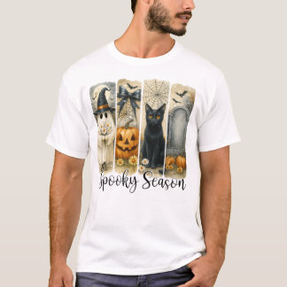 Spooky Season Vintage Halloween Ghost Pumpkin T Shirt