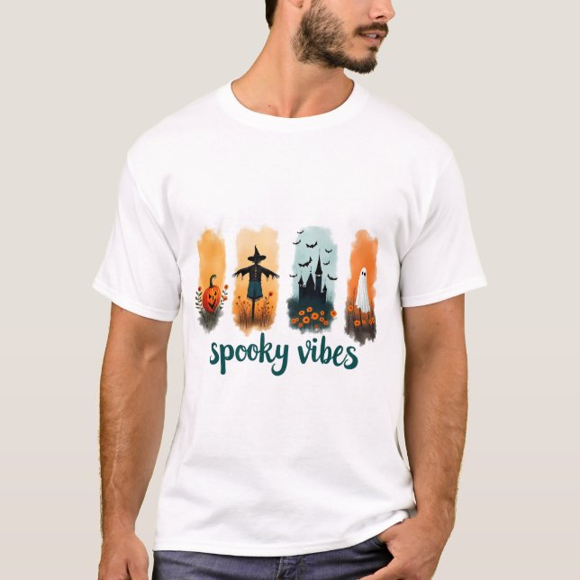 Spooky Season, Vintage Halloween Ghost T Shirt (Framsida)