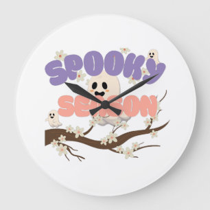 Spooky Season Wall Clock - Ghost Halloween Decor Stor Klocka
