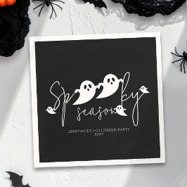 Spooky Season White Cute Spöken Modern Halloween Pappersservett
