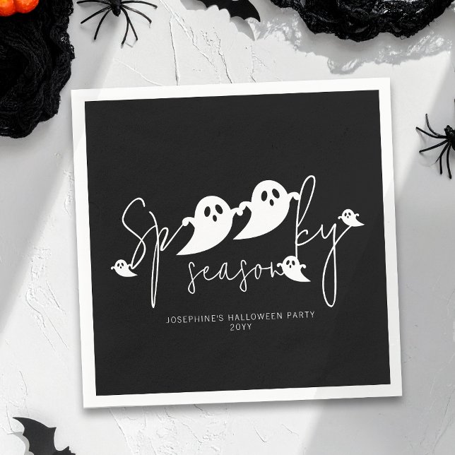Spooky Season White Cute Spöken Modern Halloween Pappersservett (Skapare uppladdad)