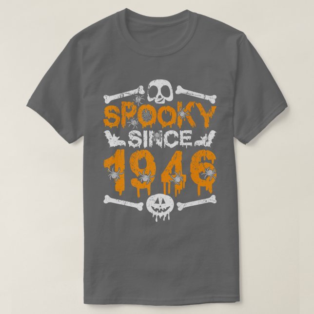 Spooky sedan 1946 Skeleton 76: e födelsedagshalten T Shirt (Design framsida)
