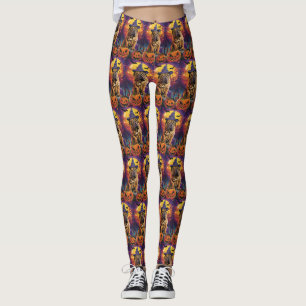 Spooky Shar Pei Hund Halloween Witch och Pumpkin Leggings