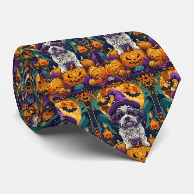 Spooky Shih Tzu Hund Halloween Witch och Pumpkin Slips (Rullad)