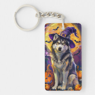 Spooky Siberian husky Hund Halloween Witch Pumpkin