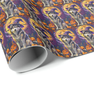 Spooky Siberian husky Hund Halloween Witch Pumpkin Presentpapper
