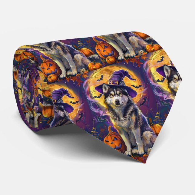 Spooky Siberian husky Hund Halloween Witch Pumpkin Slips (Rullad)