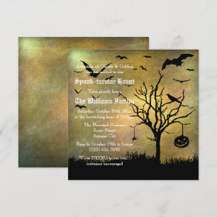 Spooky Silhouettes Grungy Halloween Inbjudningar