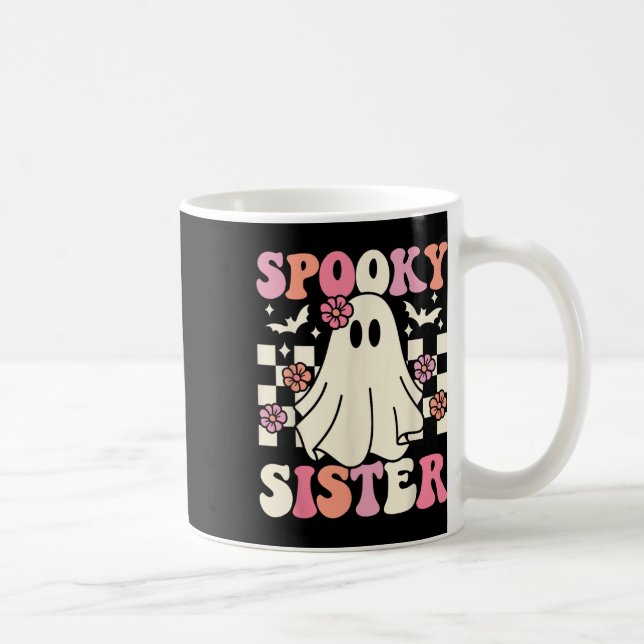 Spooky Sister Halloween Ghost Costume Retro Groovy Kaffemugg (Höger)