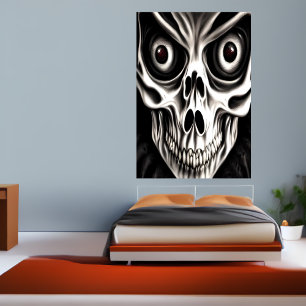Spooky skalle med stort öga AI Art Poster