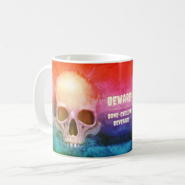 Spooky skalle. Var försiktig! Bone-Chilling Bevera Kaffemugg (Framsida vänster)