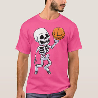Spooky Skeleton Basketball Player Boys Kids T Shirt