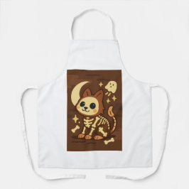 Spooky Skeleton Cat All-Over Print Apron, Medium