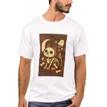 Spooky Skeleton Cat and Ghost T-Shirt
