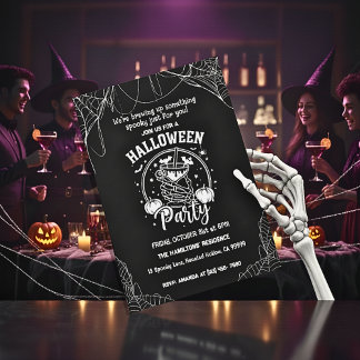 Spooky Skeleton Cocktail Vuxen Halloween fest Inbjudningar