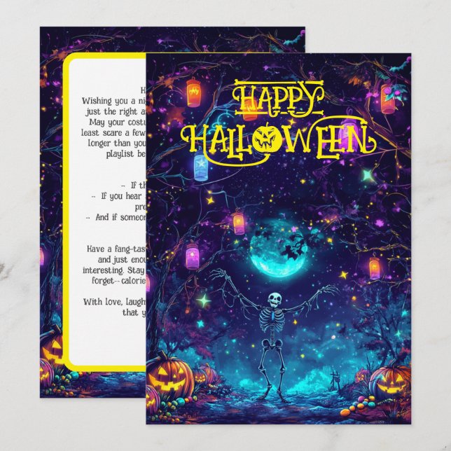 Spooky Skeleton Dance Card Inbjudningar (Fram/baksida)