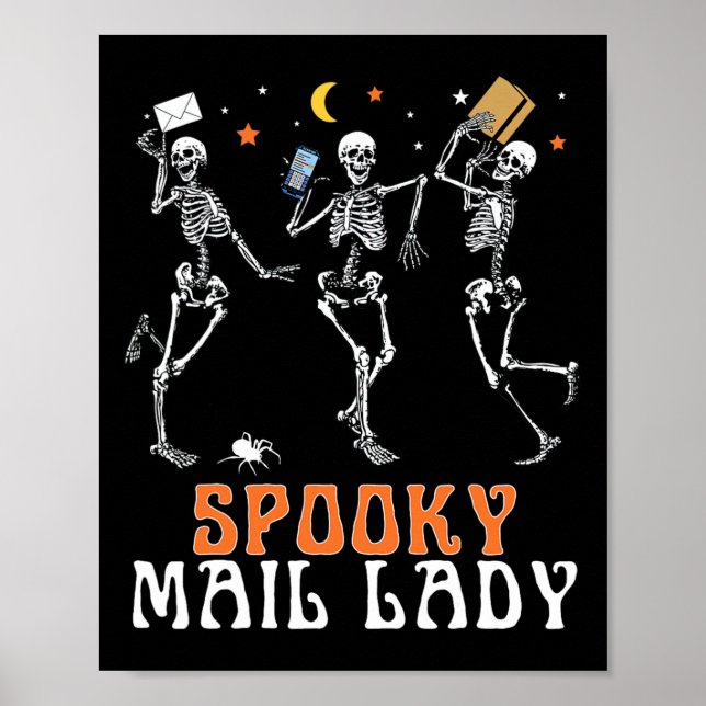 Spooky Skeleton Dancing Mail Dam Postal Worker Ha Poster (Framsidan)