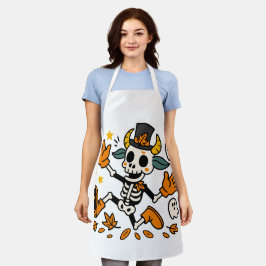 Spooky Skeleton Goat All-Over Print Apron, Medium