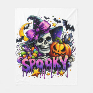 Spooky Skeleton Halloween Blanket Fleecefilt