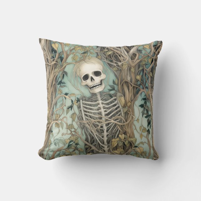 Spooky Skeleton Halloween Dekorativ kudde (Framsida)
