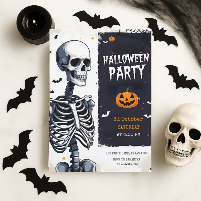 "Spooky Skeleton Halloween fest Julkort (Skapare uppladdad)