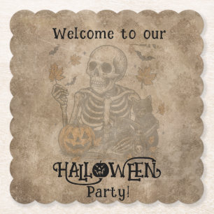 Spooky Skeleton Halloween fest Underlägg Papper