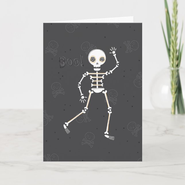 Spooky Skeleton Halloween-hälsningskort Kort (Framsida)