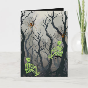 Spooky Skeleton Halloween-kort Tack Kort