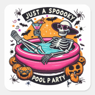 Spooky Skeleton Halloween Party Design! Fyrkantigt Klistermärke
