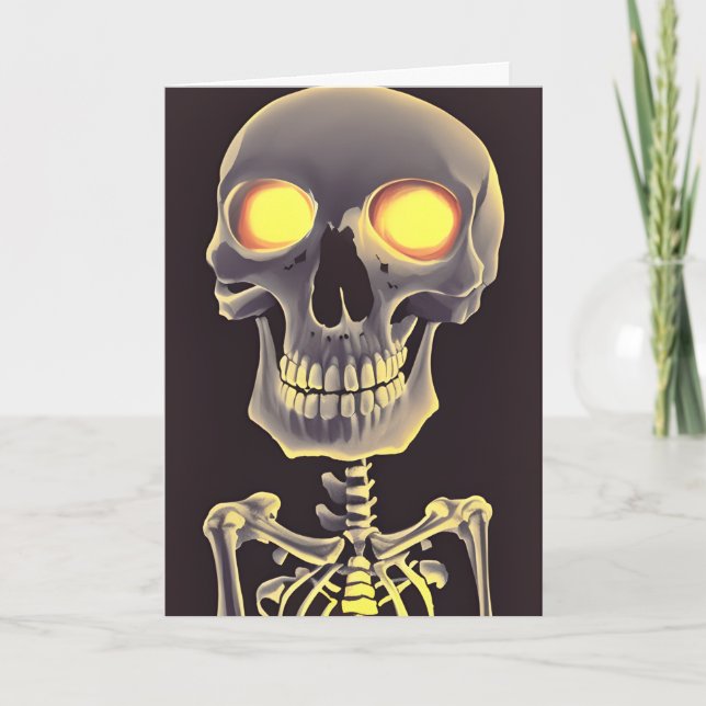Spooky Skeleton Halloween Pun Kort (Framsida)