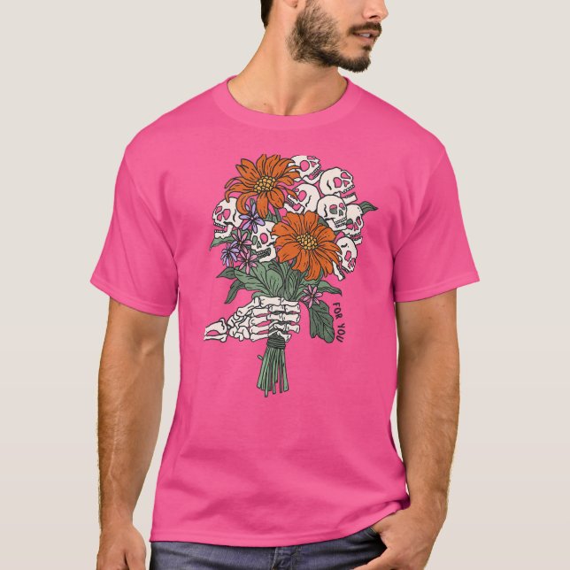 Spooky Skeleton Hand Blommigt Skull Costume Hallow T Shirt (Framsida)