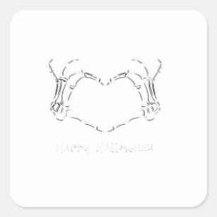 Spooky Skeleton Hand Heart med "Happy halloween" Fyrkantigt Klistermärke