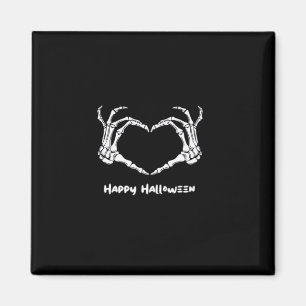 Spooky Skeleton Hand Heart med "Happy halloween" Magnet