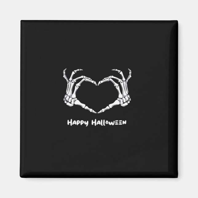 Spooky Skeleton Hand Heart med "Happy halloween" Magnet (Framsidan)