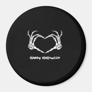 Spooky Skeleton Hand Heart med "Happy halloween" Magnet