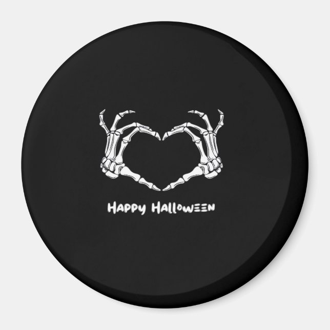 Spooky Skeleton Hand Heart med "Happy halloween" Magnet (Framsidan)