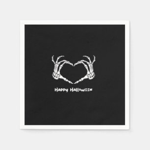 Spooky Skeleton Hand Heart med "Happy halloween" Pappersservett