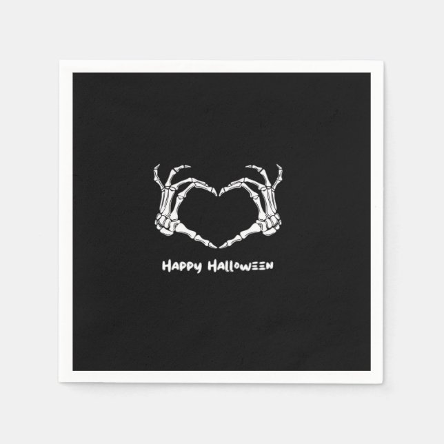 Spooky Skeleton Hand Heart med "Happy halloween" Pappersservett (Framsidan)