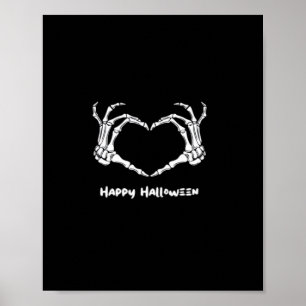 Spooky Skeleton Hand Heart med "Happy halloween" Poster