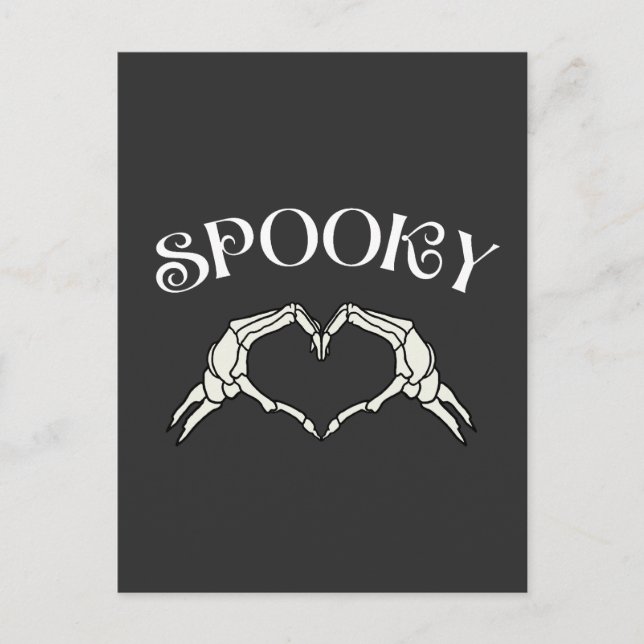 Spooky Skeleton Hand Heart - Unik Halloween Kärlek Vykort (Framsida)
