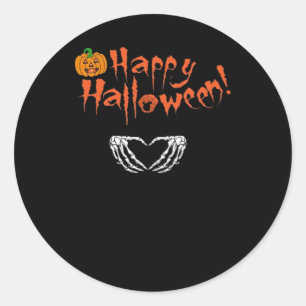 Spooky Skeleton Händer. Happy halloween. Runt Klistermärke
