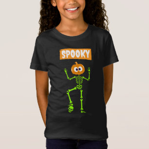 Spooky Skeleton med en knumpkin Head T Shirt